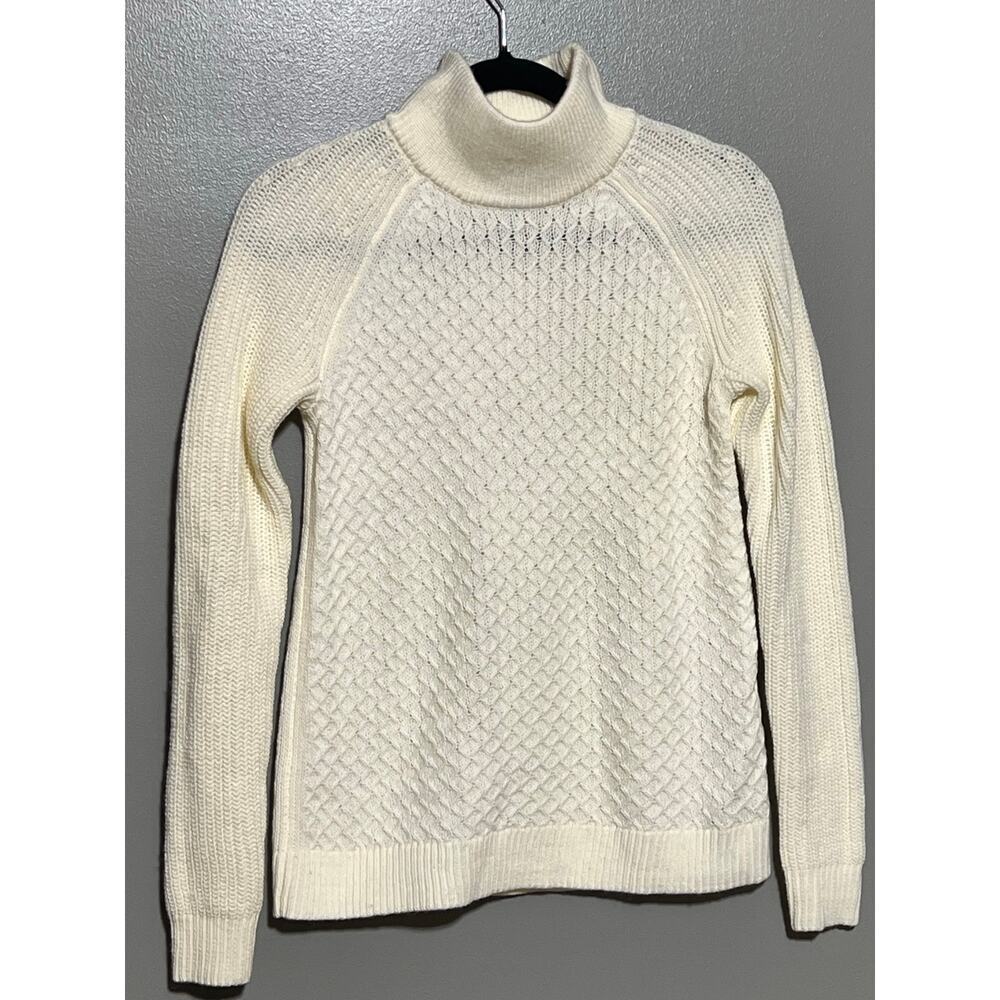 NWT Talbots Cream‎ colored Sweater Size XS Mock Turtleneck Beautiful Stitching